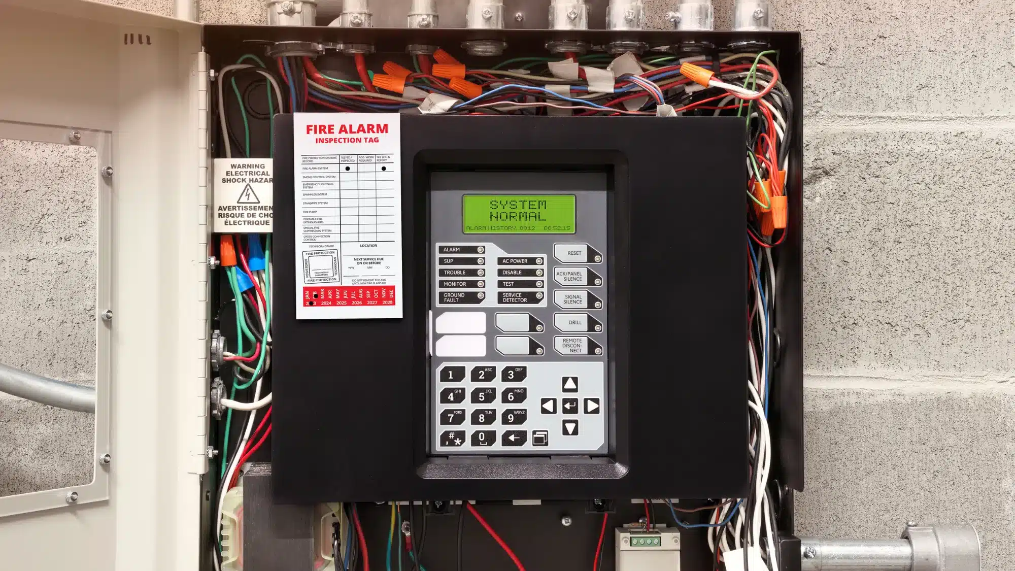 fire protection system equipment including alarms and sprinkler systems installed in a building in connecticut for safety and prevention