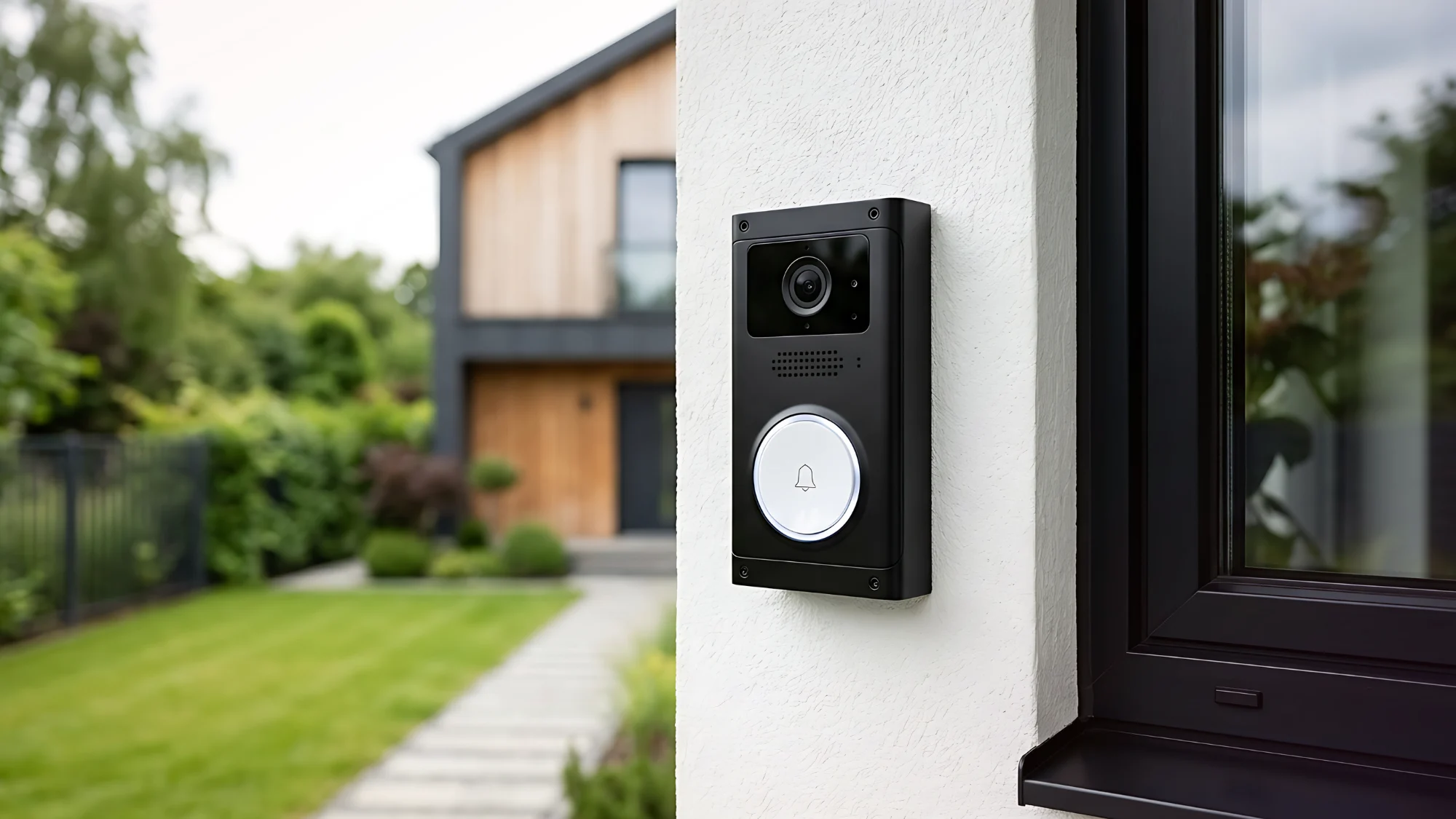 A homeowner viewing their front door on a smartphone screen