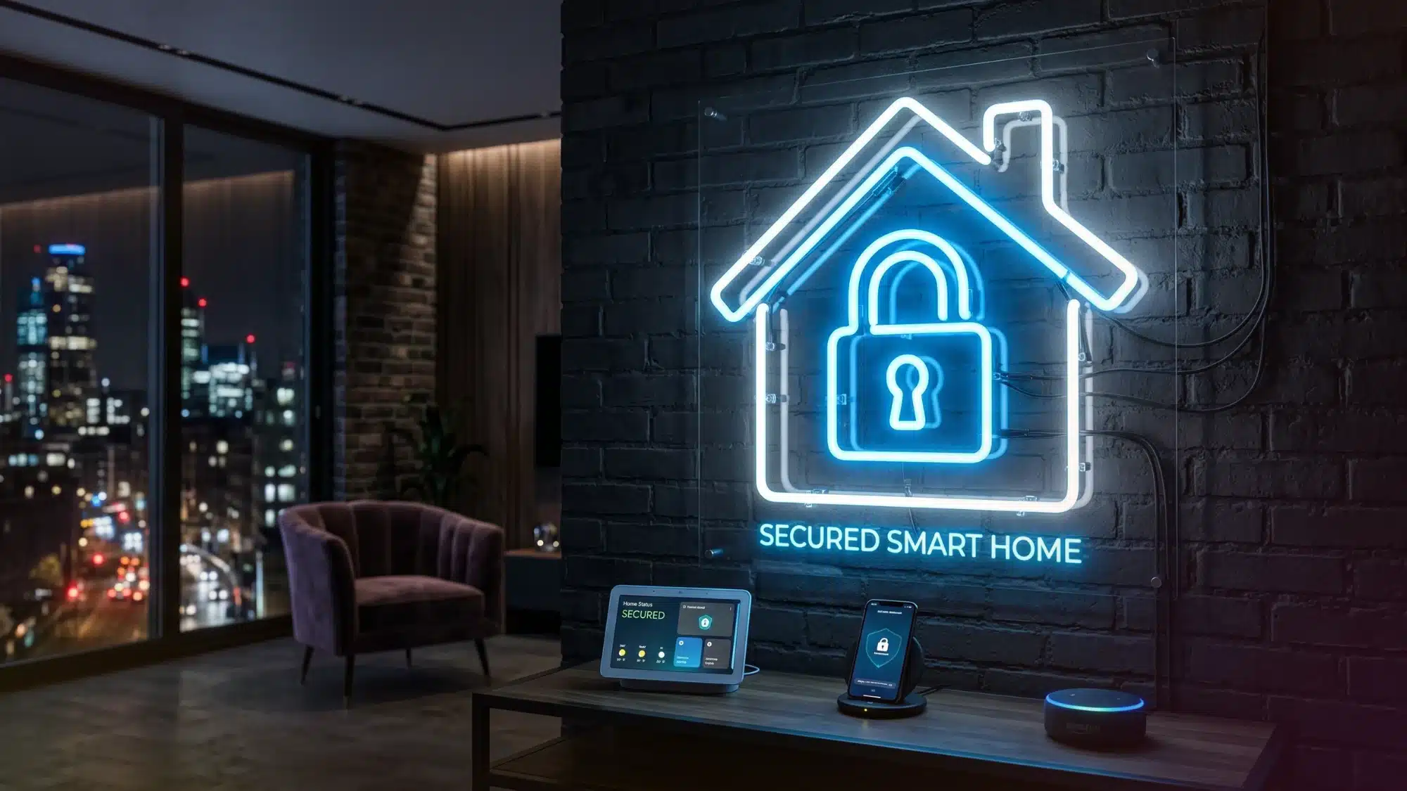 A secure home with a family playing outside safely