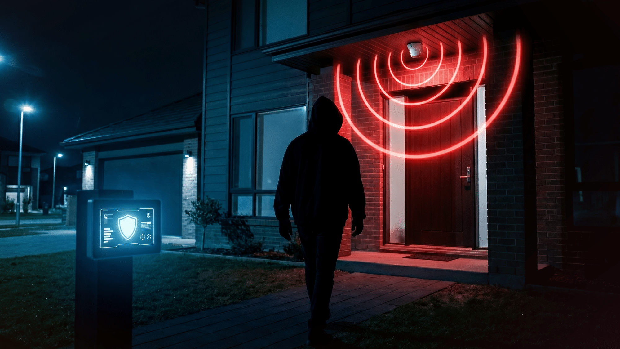 Modern Home Security System Featuring Smart Cameras, Motion Sensors, And Alarm Technology Designed To Improve Residential Safety And Everyday Convenience.